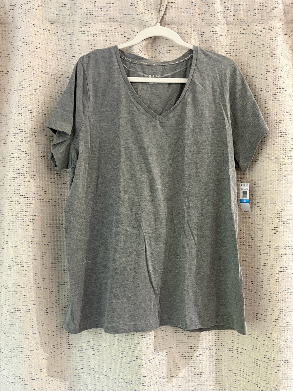 HUE Gray V-Neck Short Sleeve Sleep Shirt